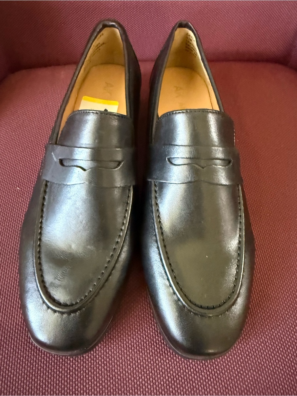 Womens Black Leather Penny Loafers